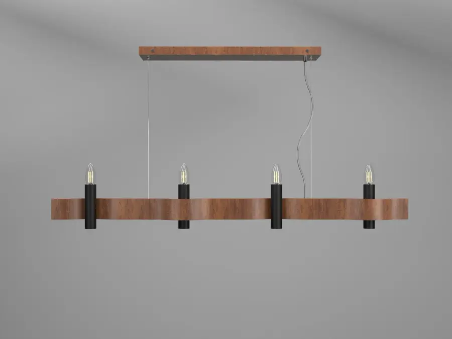 Striking Linear Pendant with Natural Wood Warmth