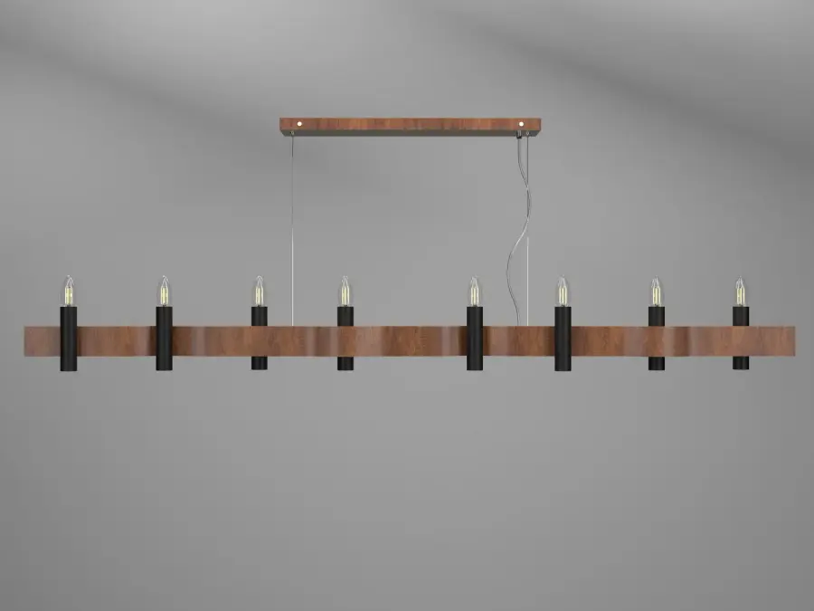 Striking Linear Statement Piece with Natural Wood Warmth