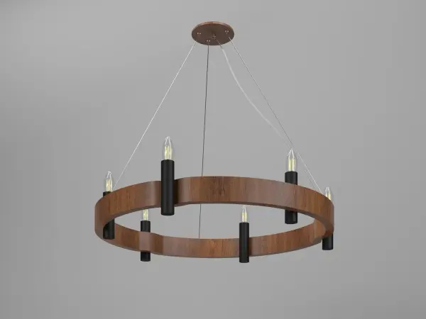 Flow Six Light Pendant in Imbuia
