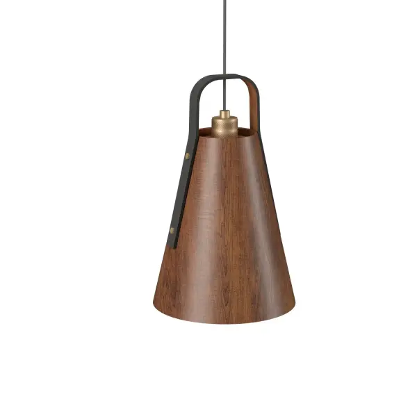The Strap Pendant showcases beautiful Imbuia wood in a clean, contemporary design. Its compact 17-inch height makes it ideal for intimate spaces, while the natural wood finish adds warmth and organic texture to modern interiors.