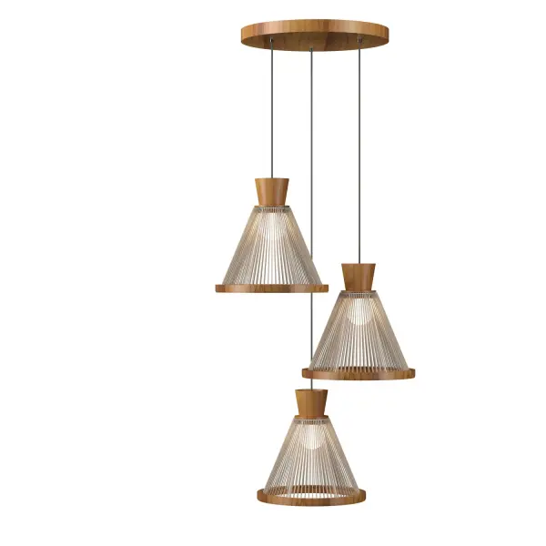 Corda Three Light Pendant in Teak