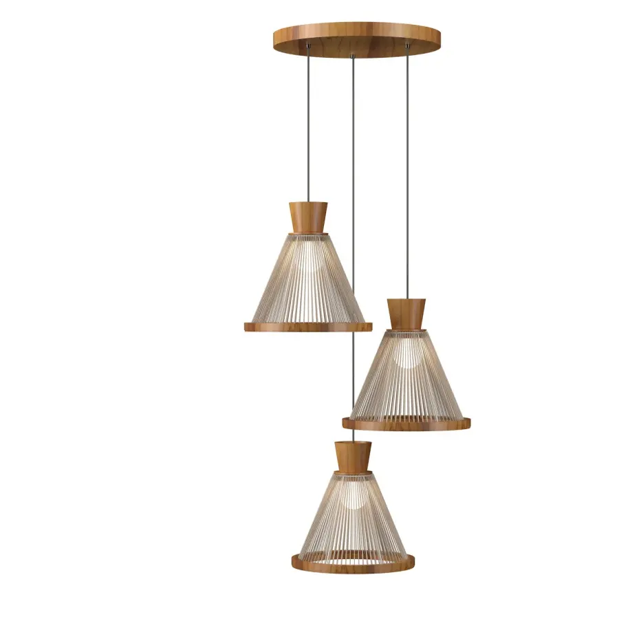 Corda Three Light Pendant in Teak