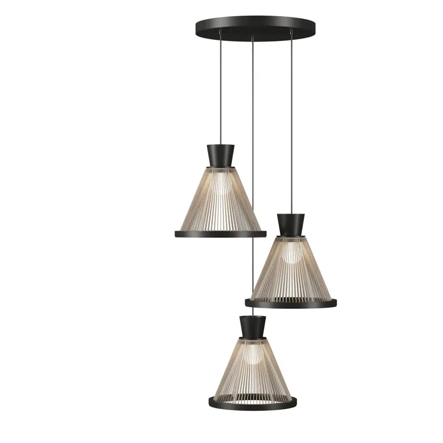 Corda Three Light Pendant in Charcoal