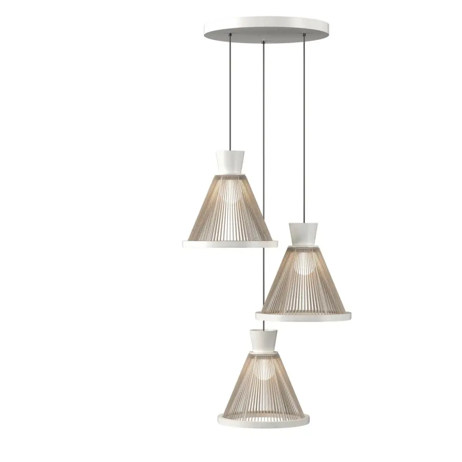Corda Three Light Pendant in Organic White