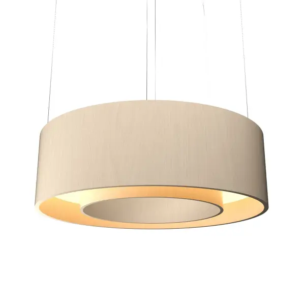 This compact cylindrical pendant brings natural warmth through its organic cappuccino finish. The integrated LED provides efficient, maintenance-free lighting in a sleek modern form that complements contemporary and organic interiors.