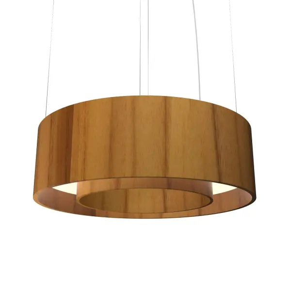 Wooden decorative luminaire with contemporary, timeless design in natural wood veneer or Italian lacquer finish. Proudly made in Brazil, combining high-end technology and the irreplaceable manual finishing. Collection: Cylindrical Designer: Studio Accord Finish: Teak Width: 23.62" Height: 9.84" Length: 13.78" Weight: 7.05 lb Wire: 118" Maximum Wattage: 64.00 W Bulb Type: LED Bulb Base: Integrated Light Source: LED Light Output: 4400.00 lm Delivered Lumens: 4400.00 lm Color Temperature: 3000 K CRI: 90 Rated Average Life: 50,000 Voltage: 120.00 V Material: Wood veneer, MDF Country of Origin: Brazil Safety Listing: UL Safety Rating: Damp Connection: Hard Wired LED Manufacturer Warranty: 5 Years Spec Sheet Instructions
