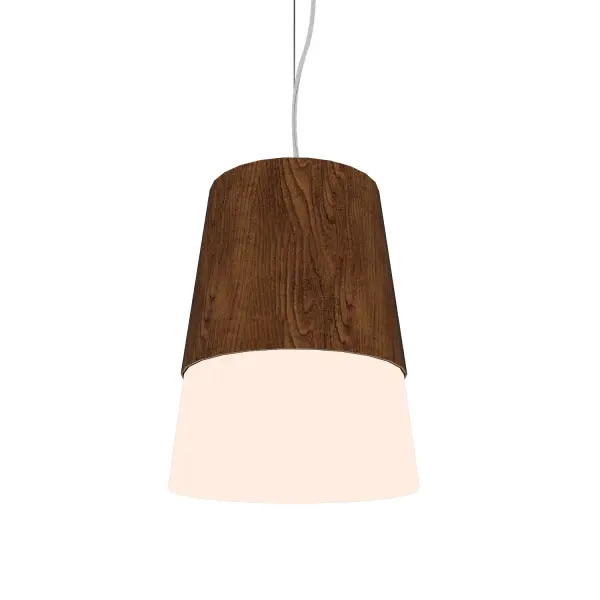 Wooden decorative luminaire with contemporary, timeless design in natural wood veneer or Italian lacquer finish. Proudly made in Brazil, combining high-end technology and the irreplaceable manual finishing. Collection: Conical Designer: Studio Accord Finish: Imbuia Width: 10.83" Height: 12.99" Length: 13.78" Weight: 3.64 lb Wire: 118" Number of Bulbs: 1 Maximum Wattage: 25.00 W Bulb Type: A19 Bulb Base: E26 Light Source: LED CRI: 90 Voltage: 120.00 V Material: Wood veneer, MDF Country of Origin: Brazil Safety Listing: UL Safety Rating: Damp Connection: Hard Wired LED Manufacturer Warranty: 5 Years Spec Sheet Instructions