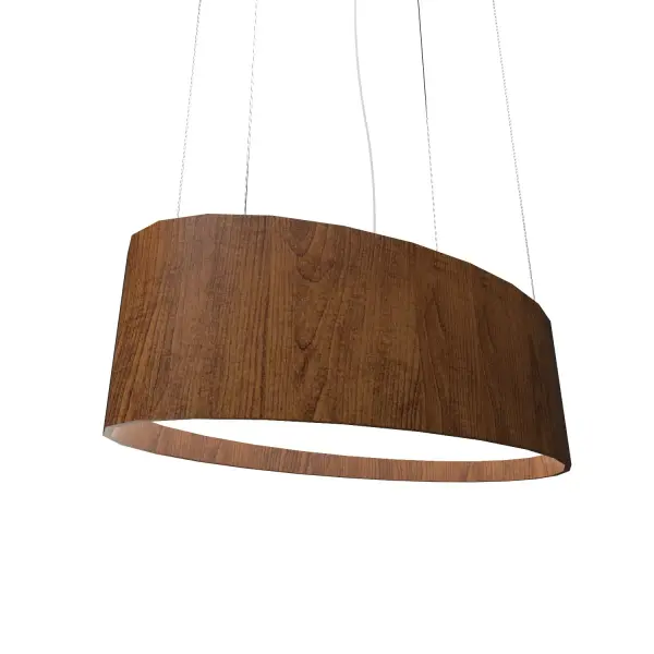 Wooden decorative luminaire with contemporary, timeless design in natural wood veneer or Italian lacquer finish. Proudly made in Brazil, combining high-end technology and the irreplaceable manual finishing. Collection: Oval Designer: Studio Accord Finish: Imbuia Width: 17.72" Height: 9.84" Length: 32.28" Weight: 18.74 lb Wire: 118" Maximum Wattage: 60.00 W Bulb Type: LED Bulb Base: Integrated Light Source: LED Light Output: 4125.00 lm Delivered Lumens: 4125.00 lm Color Temperature: 3000 K CRI: 90 Rated Average Life: 50,000 Voltage: 120.00 V Material: Wood veneer, MDF Country of Origin: Brazil Safety Listing: UL Safety Rating: Damp Connection: Hard Wired LED Manufacturer Warranty: 5 Years Spec Sheet Instructions
