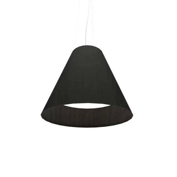 The Conical LED Pendant features a distinctive conical silhouette in Organic Black finish with integrated LED technology. Its clean lines and modern aesthetic make it versatile for contemporary interiors.