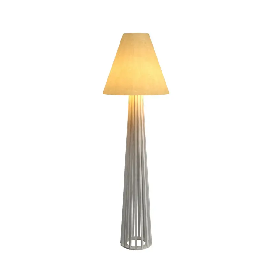 Slatted One Light Floor Lamp in Organic White