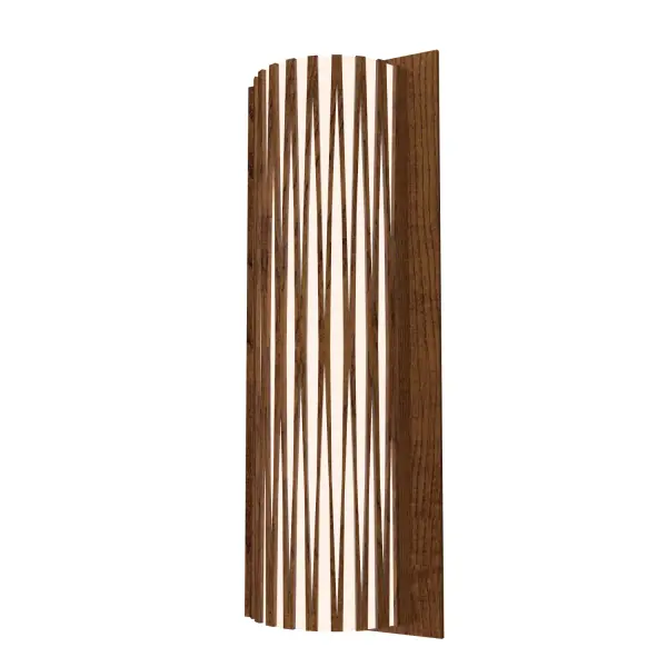Wooden decorative luminaire with contemporary, timeless design in natural wood veneer or Italian lacquer finish. Proudly made in Brazil, combining high-end technology and the irreplaceable manual finishing. Collection: Living Hinges Designer: Studio Accord Finish: Imbuia Width: 3.94" Height: 19.69" Length: 7.87" Weight: 4.56 lb Extension from Wall: 3.90" Number of Bulbs: 2 Maximum Wattage: 25.00 W Bulb Type: A19 Bulb Base: E26 Light Source: LED Delivered Lumens: 1100.00 lm CRI: 90 Voltage: 120.00 V Material: Wood veneer, MDF Country of Origin: Brazil Safety Listing: UL Safety Rating: Damp Connection: Hard Wired ADA LED Manufacturer Warranty: 5 Years Spec Sheet Instructions