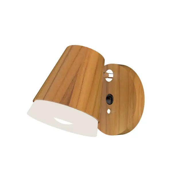 Wooden decorative luminaire with contemporary, timeless design in natural wood veneer or Italian lacquer finish. Proudly made in Brazil, combining high-end technology and the irreplaceable manual finishing. Collection: Conic Designer: Studio Accord Finish: Teak Width: 7.87" Height: 7.09" Length: 5.91" Weight: 2.65 lb Extension from Wall: 7.80" Number of Bulbs: 1 Maximum Wattage: 25.00 W Bulb Type: A19 Bulb Base: E26 Light Source: LED Delivered Lumens: 410.00 lm CRI: 90 Voltage: 120.00 V Material: Wood veneer, MDF Country of Origin: Brazil Safety Listing: UL Safety Rating: Damp Connection: Hard Wired LED Manufacturer Warranty: 5 Years Spec Sheet Instructions