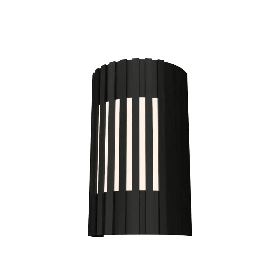 Slatted Two Light Wall Lamp in Organic Black