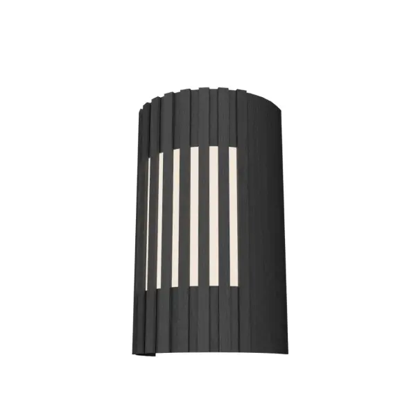 Slatted Two Light Wall Lamp in Organic Grey