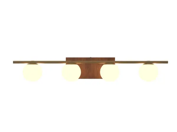 Striking Four-Light Linear Wall Lamp with Warm Wood Finish