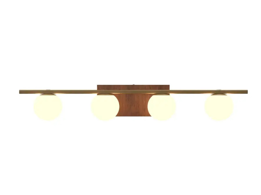 Striking Four-Light Linear Wall Lamp with Warm Wood Finish