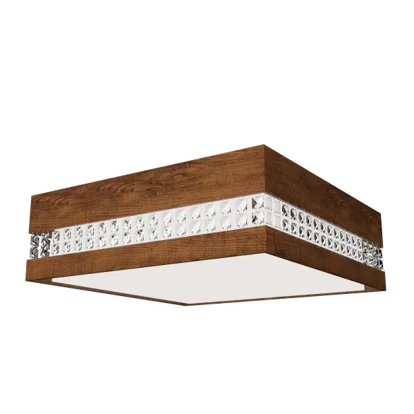 Wooden decorative luminaire with contemporary, timeless design in natural wood veneer or Italian lacquer finish. Proudly made in Brazil, combining high-end technology and the irreplaceable manual finishing. Collection: Crystals Designer: Studio Accord Finish: Imbuia Width: 17.72" Height: 5.91" Length: 17.72" Weight: 6.83 lb Maximum Wattage: 32.00 W Bulb Type: LED Bulb Base: Integrated Light Source: LED Light Output: 2200.00 lm Delivered Lumens: 2200.00 lm Color Temperature: 3000 K CRI: 90 Rated Average Life: 50,000 Voltage: 120.00 V Material: Wood veneer, MDF Country of Origin: Brazil Safety Listing: UL Safety Rating: Damp Connection: Hard Wired LED Manufacturer Warranty: 5 Years Spec Sheet Instructions