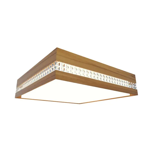 Wooden decorative luminaire with contemporary, timeless design in natural wood veneer or Italian lacquer finish. Proudly made in Brazil, combining high-end technology and the irreplaceable manual finishing. Collection: Crystals Designer: Studio Accord Finish: Teak Width: 21.65" Height: 5.91" Length: 21.65" Weight: 7.50 lb Maximum Wattage: 32.00 W Bulb Type: LED Bulb Base: Integrated Light Source: LED Light Output: 2200.00 lm Delivered Lumens: 2200.00 lm Color Temperature: 3000 K CRI: 90 Rated Average Life: 50,000 Voltage: 120.00 V Material: Wood veneer, MDF Country of Origin: Brazil Safety Listing: UL Safety Rating: Damp Connection: Hard Wired LED Manufacturer Warranty: 5 Years Spec Sheet Instructions