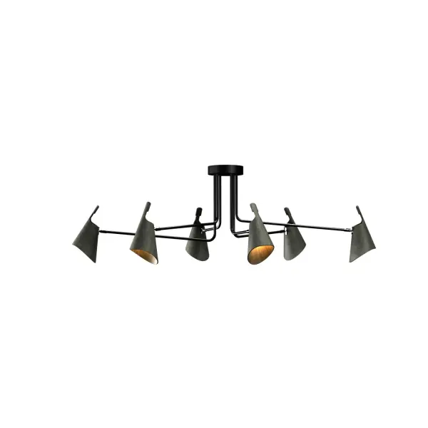Balance Six Light Ceiling Mount in Organic Black