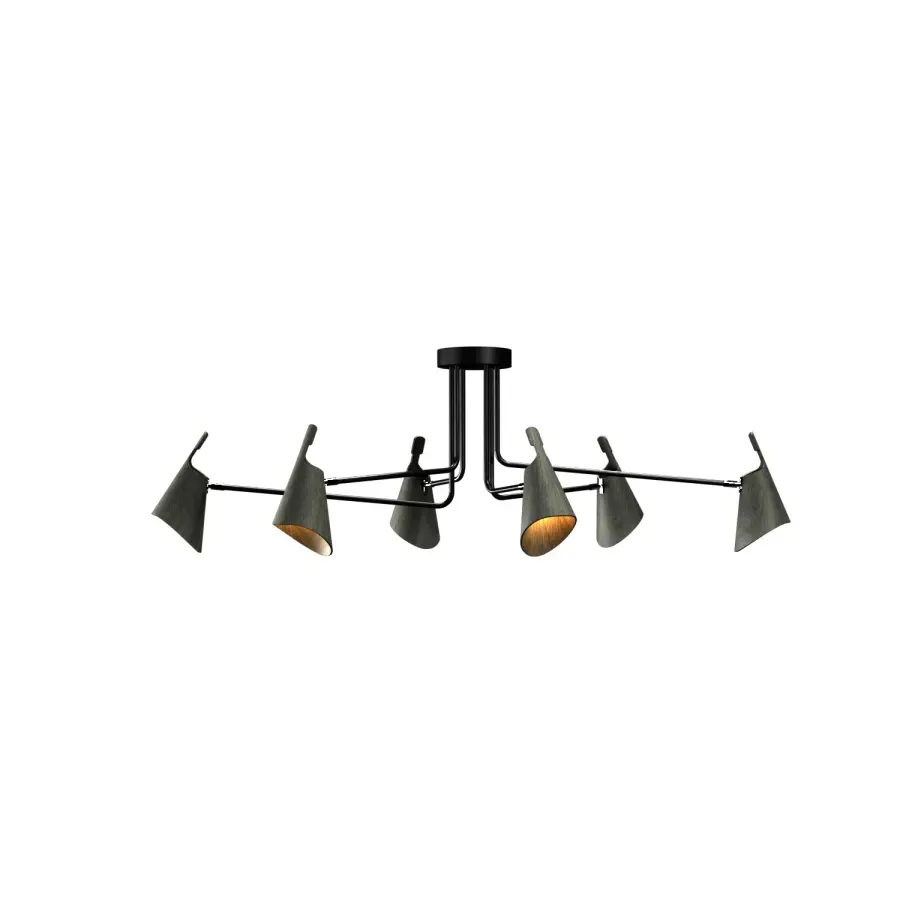 Balance Six Light Ceiling Mount in Organic Black