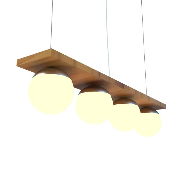 Wooden decorative luminaire with contemporary, timeless design in natural wood veneer or Italian lacquer finish. Proudly made in Brazil, combining high-end technology and the irreplaceable manual finishing. Collection: Sfera Designer: Studio Accord Finish: Teak Width: 5.91" Height: 6.69" Length: 35.43" Weight: 3.50 lb Wire: 118" Number of Bulbs: 4 Maximum Wattage: 25.00 W Bulb Type: A19 Bulb Base: E26 Light Source: LED CRI: 90 Voltage: 120.00 V Material: Wood veneer, MDF Country of Origin: Brazil Safety Listing: UL Safety Rating: Damp Connection: Hard Wired LED Manufacturer Warranty: 5 Years