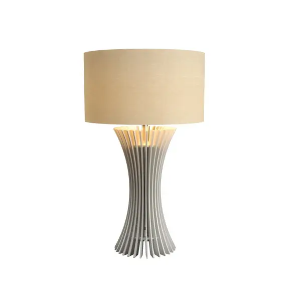 The Stecche di Legno brings artisanal craftsmanship to modern interiors with its distinctive wood slat construction in Organic White. At 31.5" tall, this statement piece creates beautiful light patterns while adding textural interest.