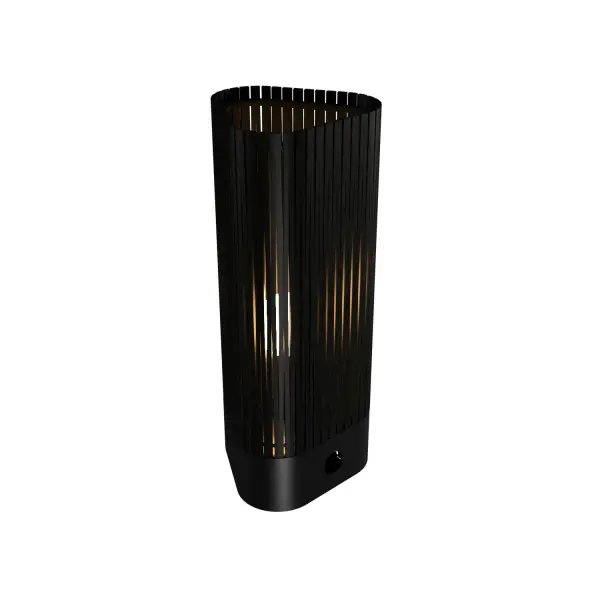 The Living Hinges table lamp brings artistic movement to functional lighting with its organic black finish. At just over 14 inches tall, this compact accent piece adds sculptural interest to intimate spaces without dominating them.