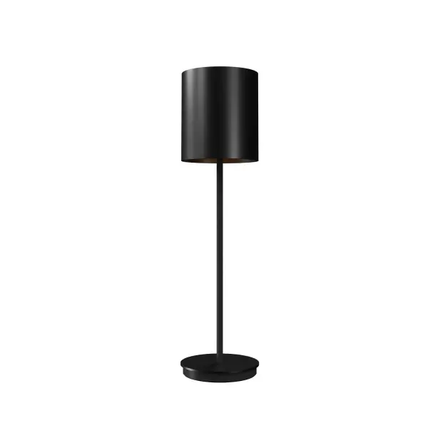 This modern table lamp features a distinctive cylindrical shade in organic black finish, offering focused ambient lighting perfect for contemporary interiors. At 23.62" tall, it provides ideal task and accent lighting.
