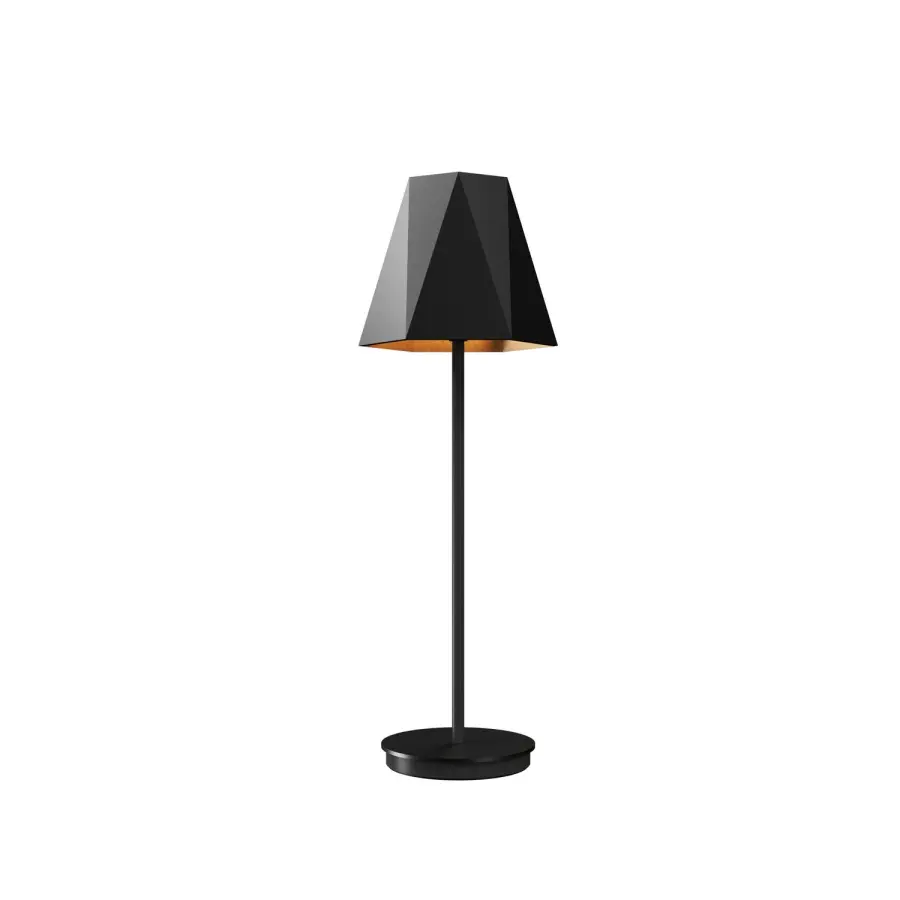 Modern Geometric Table Lamp with Sculptural Black Finish