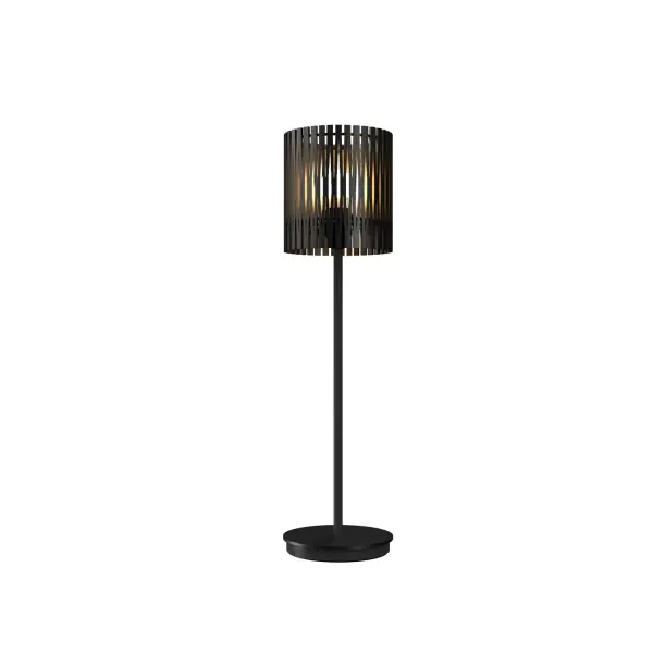 The Living Hinges table lamp brings architectural interest with its kinetic-inspired design in Organic Black finish. At nearly 30 inches tall, it makes a bold statement while maintaining versatility across modern interiors.