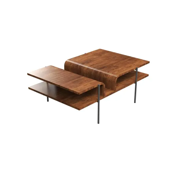 The Cascade Coffee Table showcases beautiful Imbuia wood in a contemporary design. At 43 inches long, it provides ample surface area for living spaces while maintaining a sleek profile at under 16 inches tall.