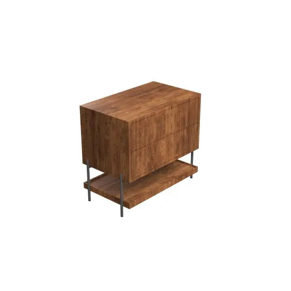 The Clean Bedside Table showcases minimalist design with an Imbuia wood finish. Its compact dimensions make it ideal for modern bedrooms where space efficiency meets sophisticated style.