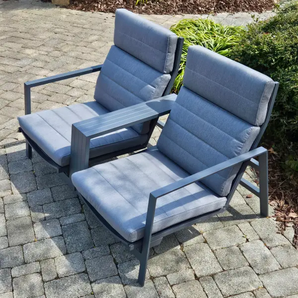 The Bondi Tete-A-Tete combines comfort and convenience with independent reclining backrests, weather-resistant materials, and a built-in center table. Perfect for outdoor relaxation with premium Sunbrella cushions.
