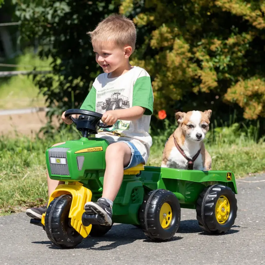 John Deere 3-Wheeled Pedal Tractor with Trailer - Image 2