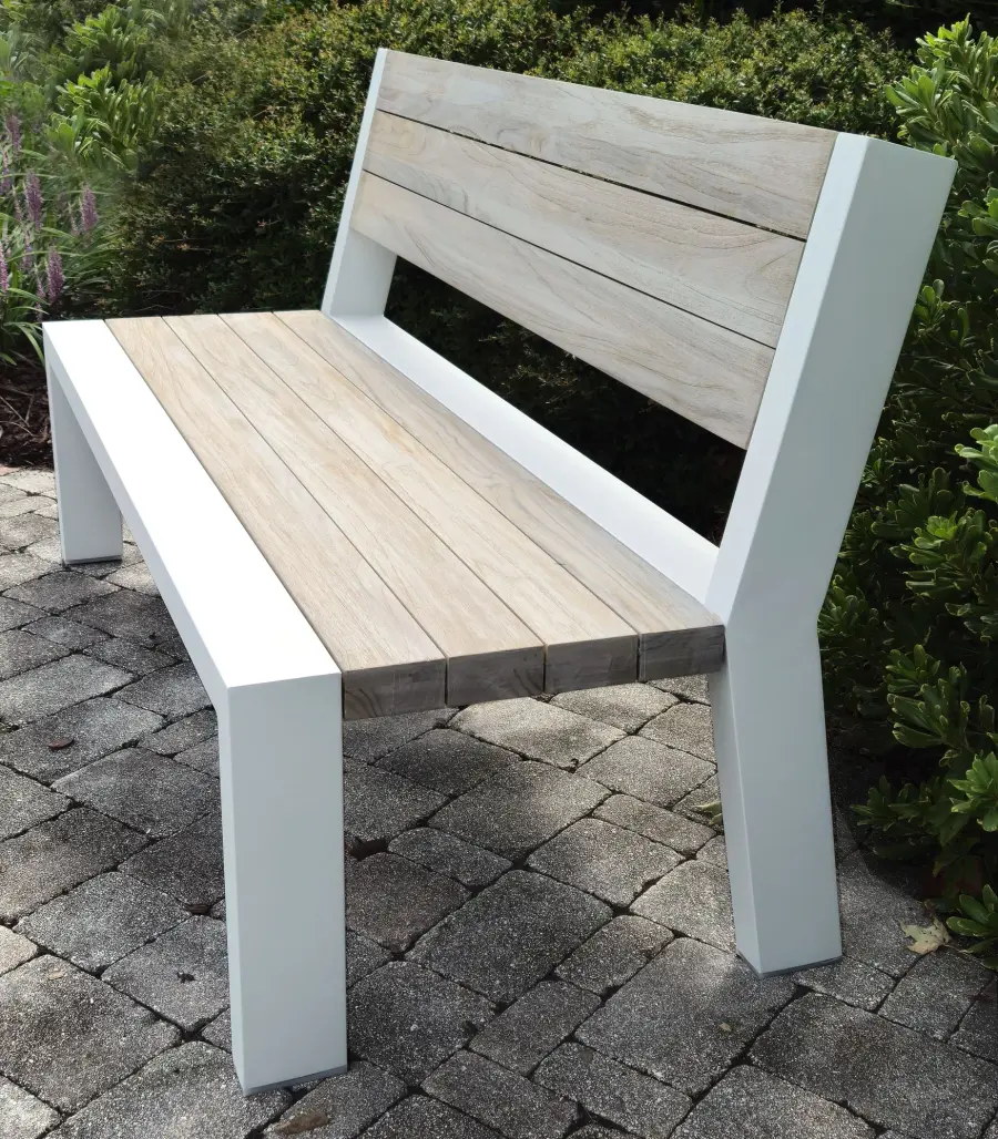Java Robust Aluminum & Teak Outdoor Bench - Image 4