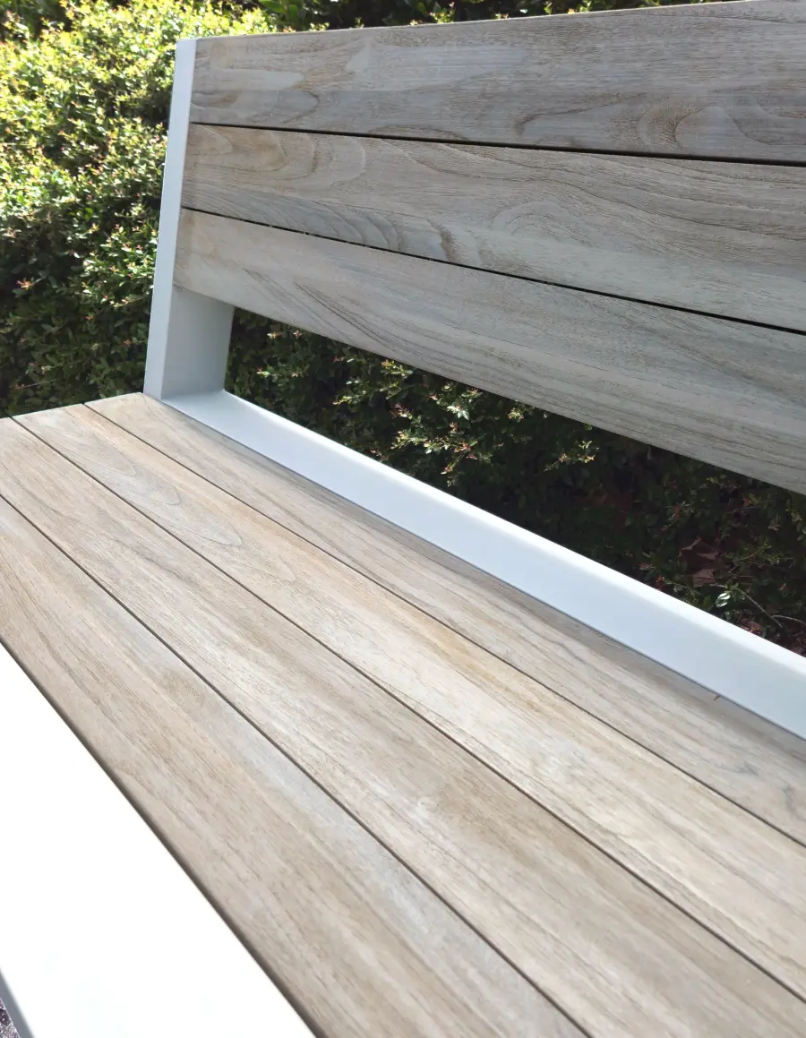 Java Robust Aluminum & Teak Outdoor Bench - Image 5