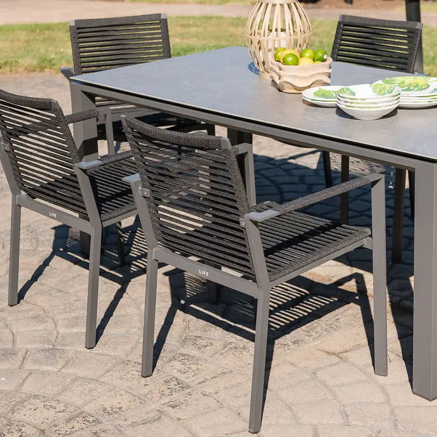Porto 7-Piece Outdoor Dining Set with Ceramic Table - Image 2
