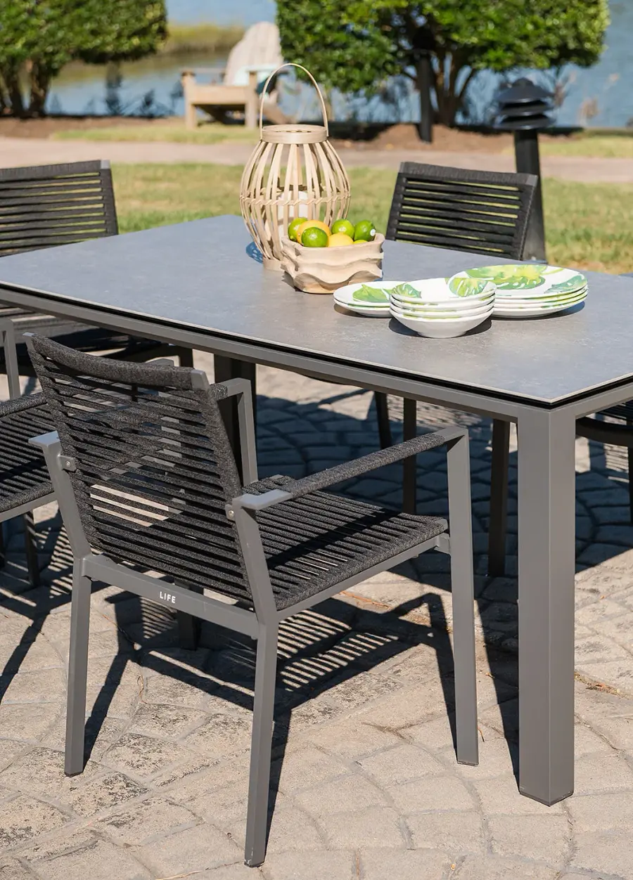 Porto 7-Piece Outdoor Dining Set with Ceramic Table - Image 3