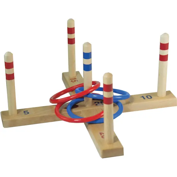 This durable beechwood ring toss set brings timeless entertainment indoors or outdoors. Made in Italy with quality craftsmanship, it's portable, easy to store, and built to withstand years of family fun and friendly competition.