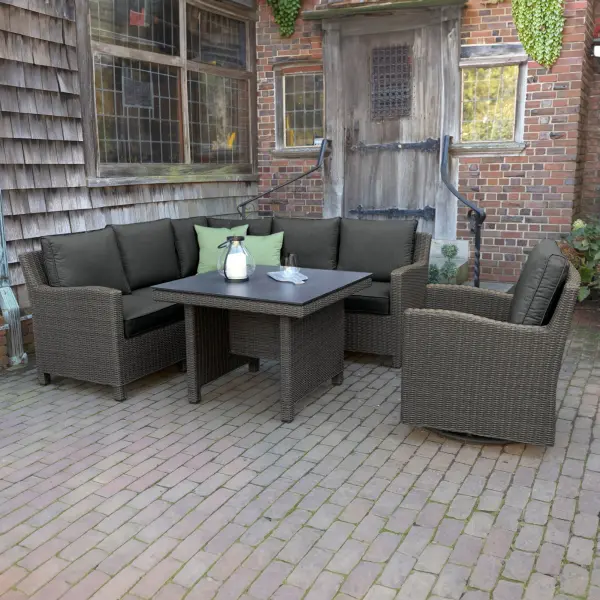 Palma Modular Wicker Corner Set with Swivel Glider - Image 3