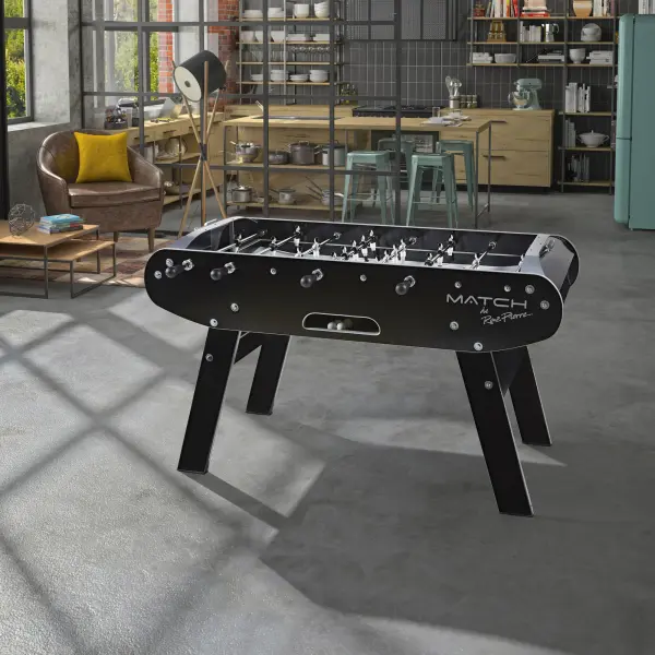 The René Pierre Match Noir combines sleek contemporary design with tournament-quality construction. Features durable Gerflex playfield, telescoping rods, and solid die-cast aluminum players backed by a 10-year warranty. - alternate view