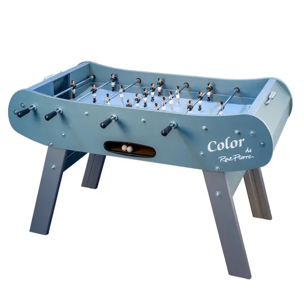 Handcrafted in France, this premium foosball table combines tournament-quality play with contemporary aesthetics. Features durable Gerflex playfield, telescopic rods, hand-painted aluminum players, and menthe lacquer finish.
