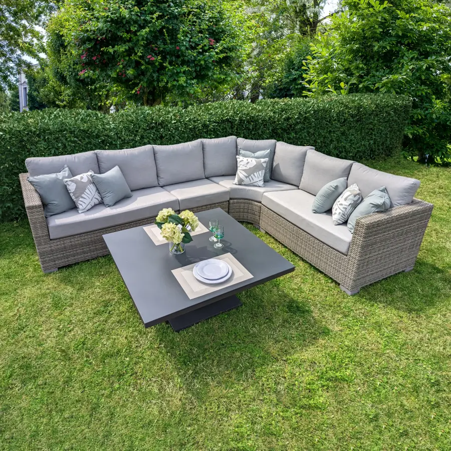 Aya Wicker 5-Piece Corner Conversation Set with Cushions - Image 1