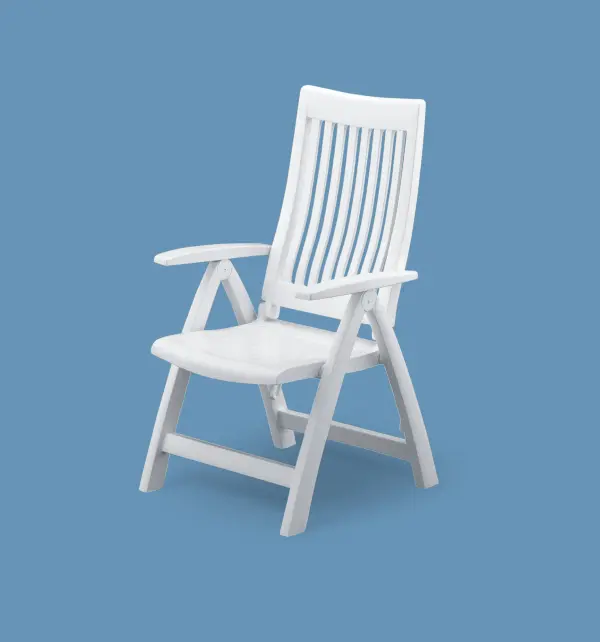 The KETTLER Roma combines eco-conscious design with exceptional durability. Made from 100% recycled resin with a robotically applied UV-resistant finish, this multi-position chair offers 4 reclining positions and folds for easy storage.