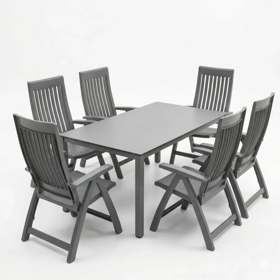 Roma 7-Piece Resin Dining Set, Anthracite - Image 2