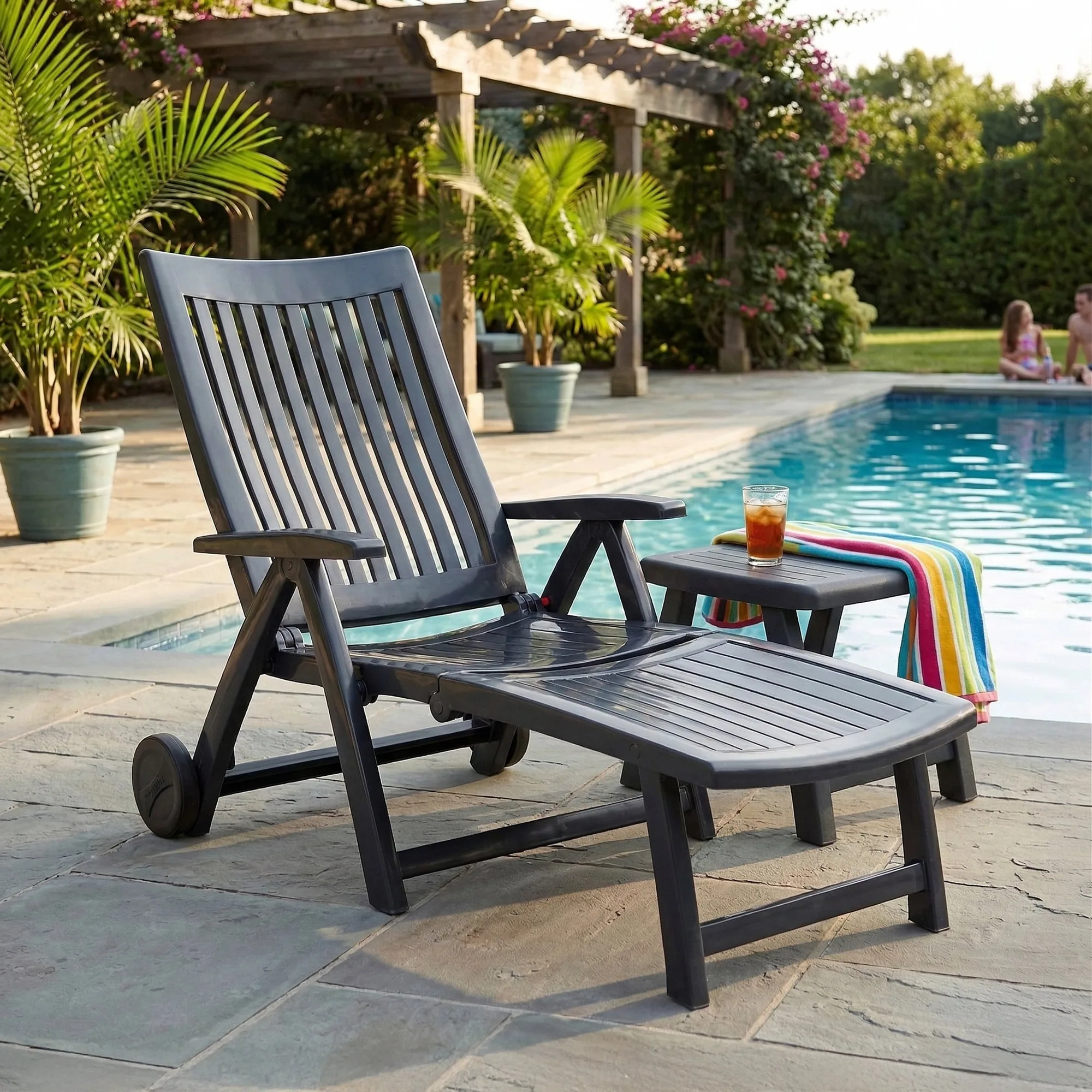 Roma Polymer Resin Multi-Position Lounger, Anthracite