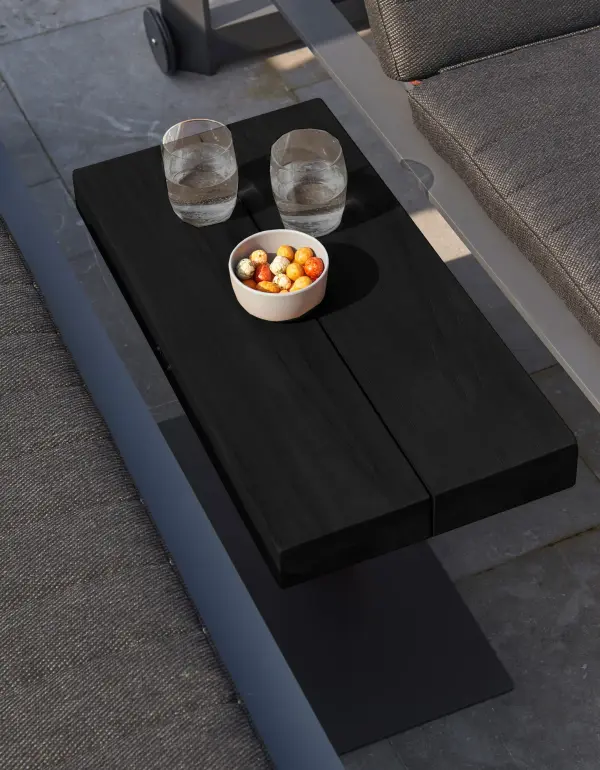 The Fitz Roy combines weather-resistant aluminum construction with contemporary styling. Its compact 12x24 inch surface and 17-inch height make it perfect for outdoor lounging areas or indoor accent placement. - alternate view