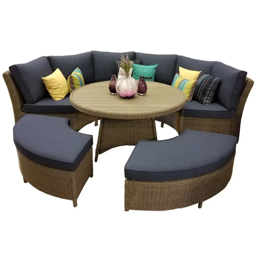 Palma Wicker Round Lounge Set - 5-Piece - Image 2