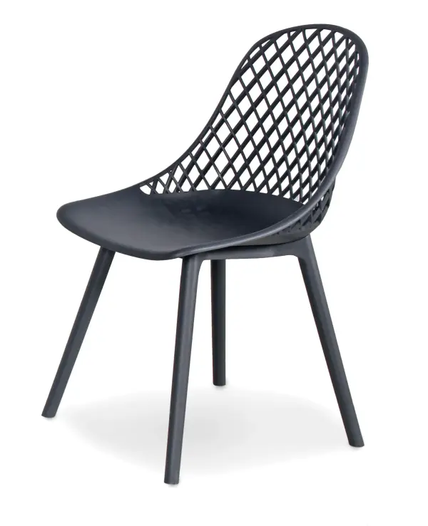 The Café Milano Bistro Chair combines sustainable design with practical functionality. Made from 100% recycled polypropylene, it features an ergonomically contoured seat, elegant mesh drainage design, and weather-resistant construction perfect for compact outdoor spaces.