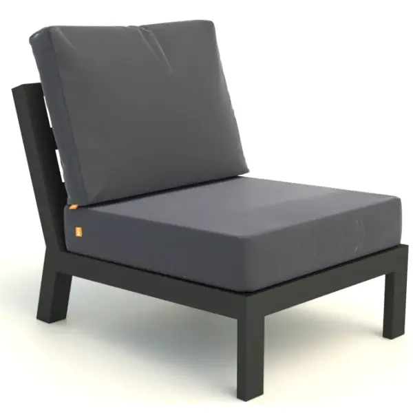 The Timber Armless Chair combines contemporary styling with commercial-grade durability. Featuring powder-coated aluminum construction, quick-drying Textilene sling, and Sunbrella cushions for superior outdoor performance.